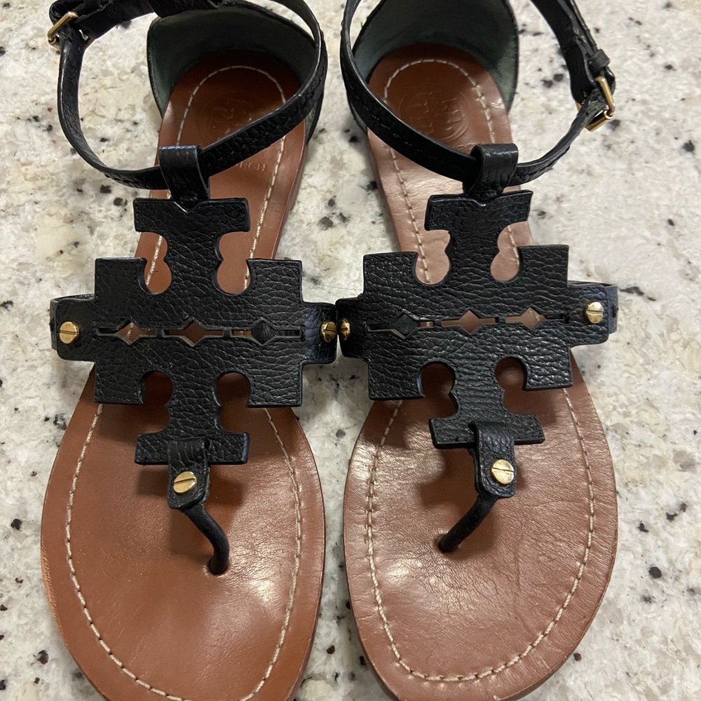 Tory Burch Black Leather Sandals 9.5M